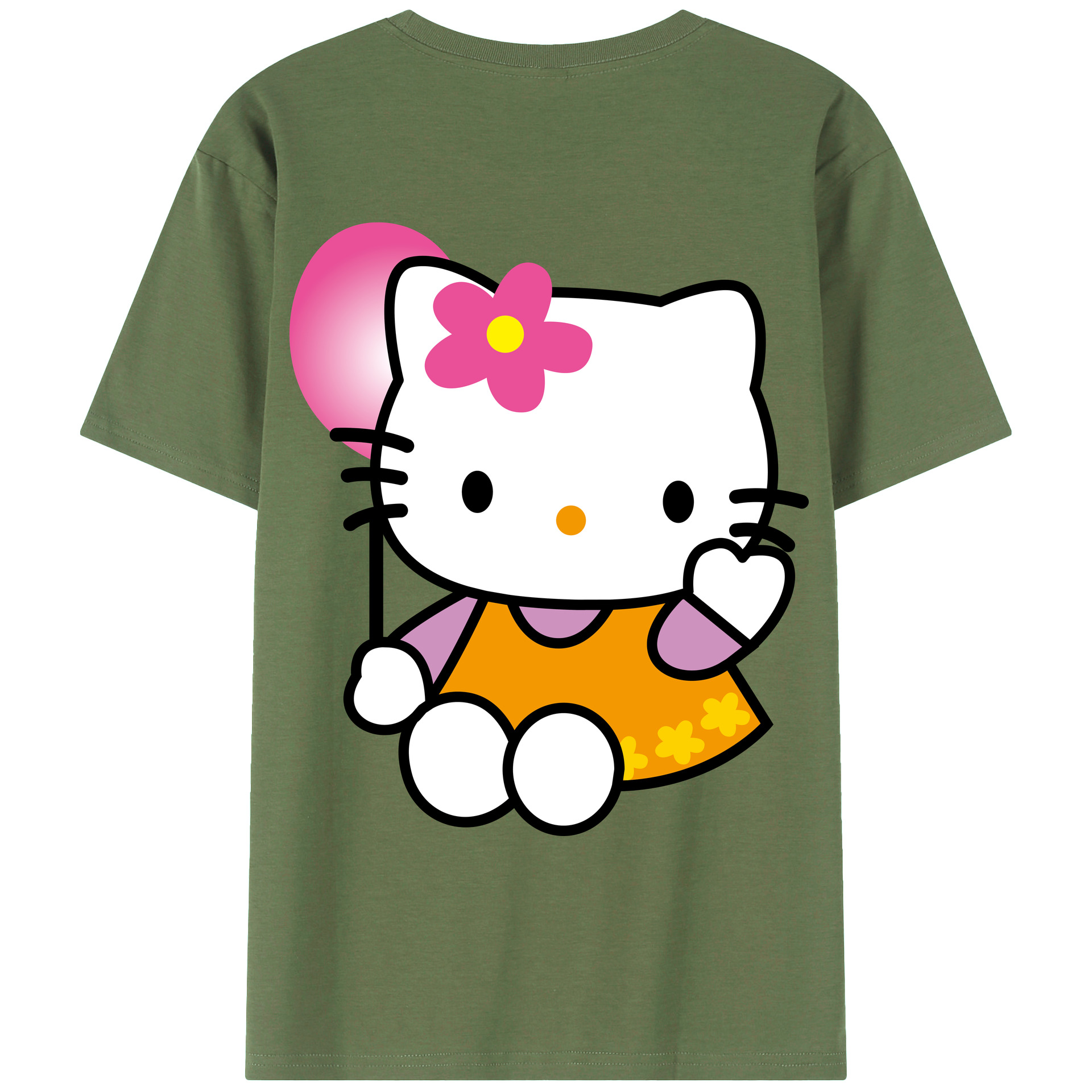 （画像用） Hello Kitty ハローキティ 綿100％ メンズ半袖Tシャツ（バックプリント） 通気性